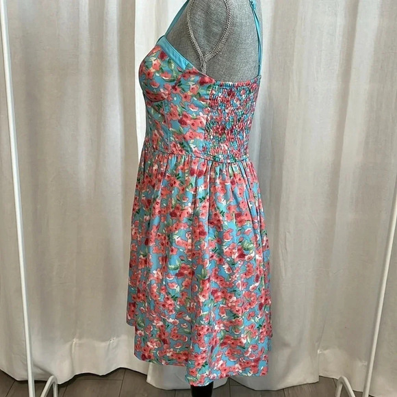 NWOT B.O.G Collective Floral Corset Dress Pink Turquoise, Size L - Picture 5 of 13